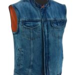 Chaleco blue jean con forro para motociclista