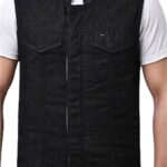 chalecos jean negro para motociclista