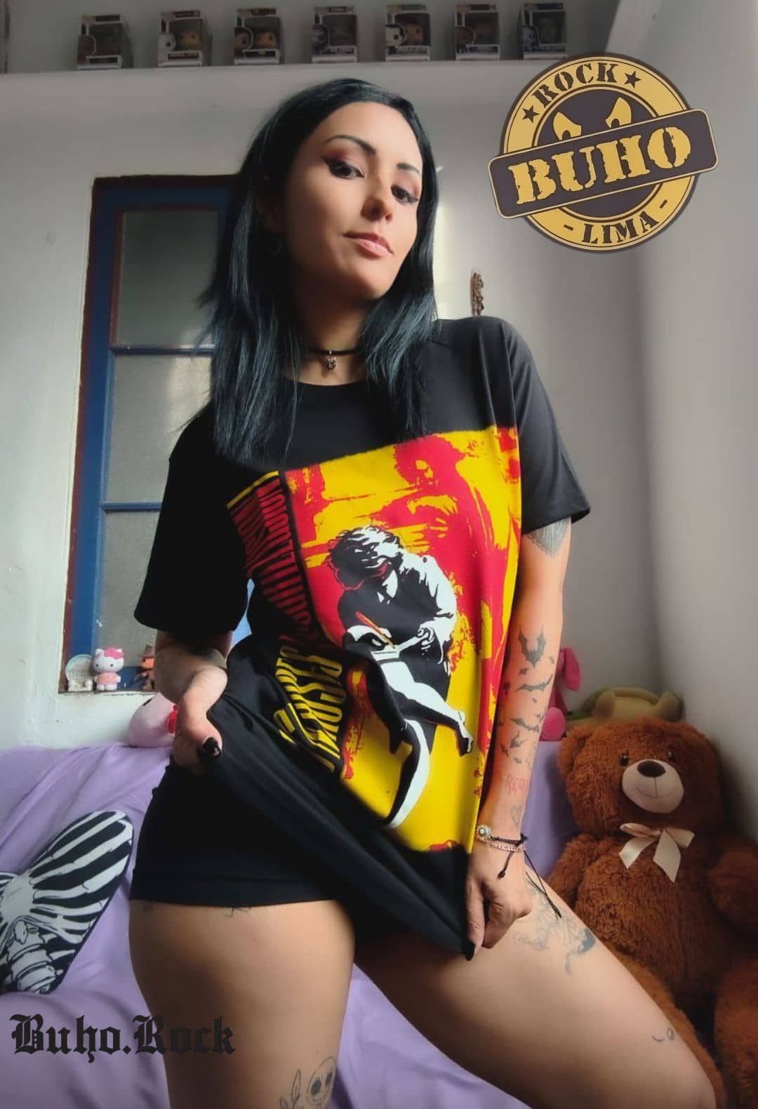 GUNS N ROSES polos Oversize dama