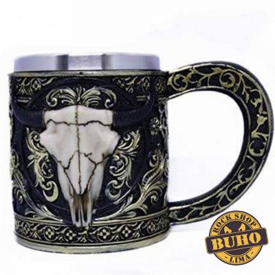 taza mug craneo de toro