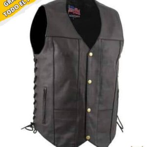 chaleco-de-cuero-multibolsillo, chalecos jean , chalecos para motociclista, chalecos de cuero, guantes, tienda de polos