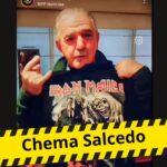 periodista chema salcedo con polo iron maiden