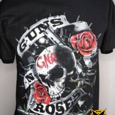 polo de guns n roses diseño de craneo y rosas