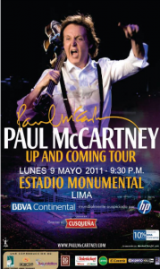 poster The Beatles PAUL MCCARTNEY en lima 2011