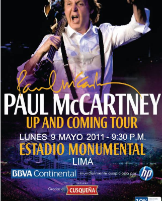 poster The Beatles PAUL MCCARTNEY en lima 2011