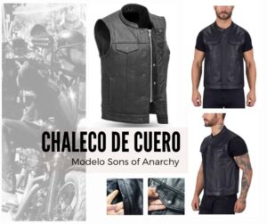Chaleco de Cuero estilo Motociclista