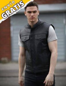 Chaleco de Cuero estilo Motociclista