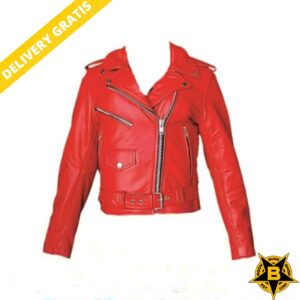 casaca chamarra de cuero para dama estilo motociclista
