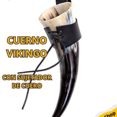 cuerno vikingo con sujetador de cuero