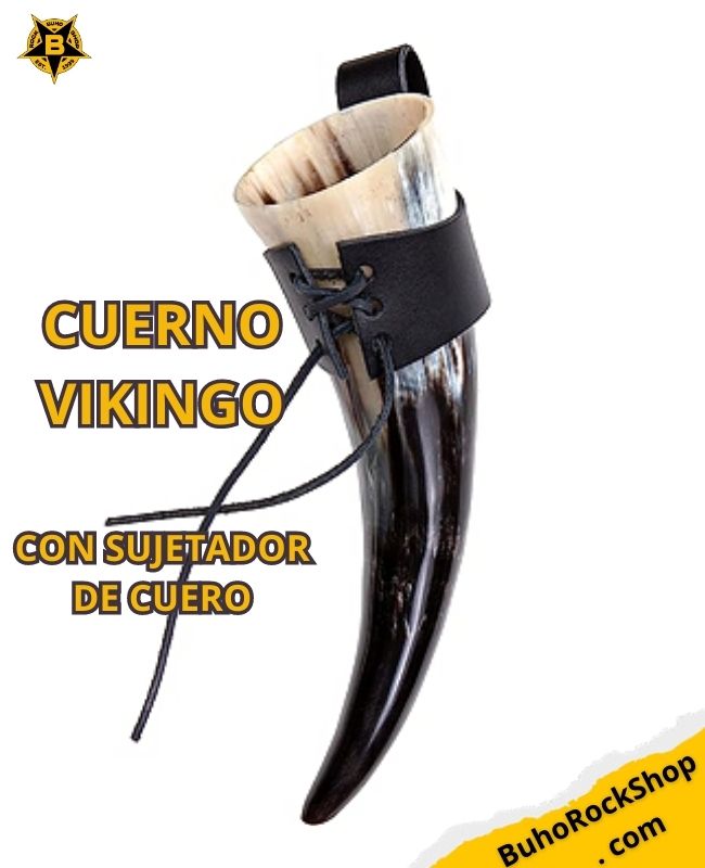 cuerno vikingo con sujetador de cuero