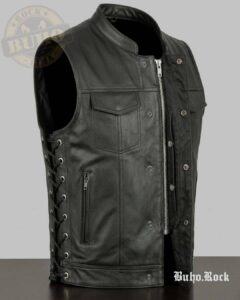 chaleco de CUERO para motociclistas con pasadores